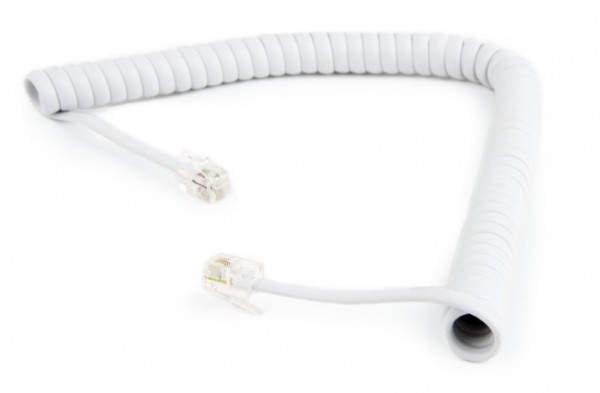 TC4P4CS-2M-W Gembird Telefonski kabl spiralni za slusalicu, RJ10 (4P4C), 2m, white