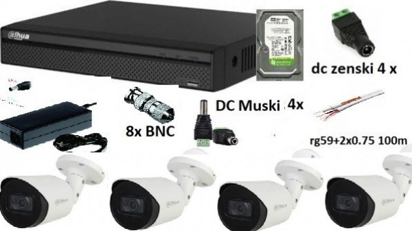 Dahua SET-14  * 4 kamere Full HD 3tb hdd napajanje 12v/5a svi konektori