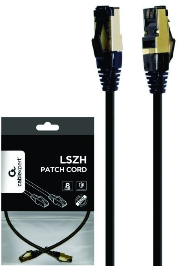 PP8-LSZHCU-BK-15M Gembird Mrezni kabl S/FTP Cat.8 LSZH patch cord, black 15m