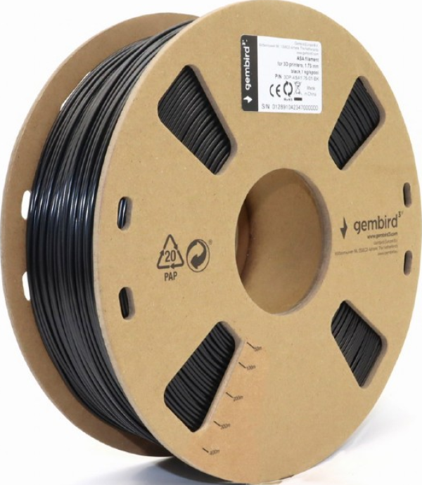 3DP-ASA1.75-01-BK Gembird ASA filament, 1.75 mm, 1kg Black