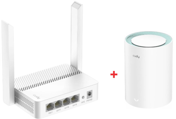 Cudy SET * WR300 N300 Wi-Fi Router + M1300 1-pack AC1200 MESH (3999)