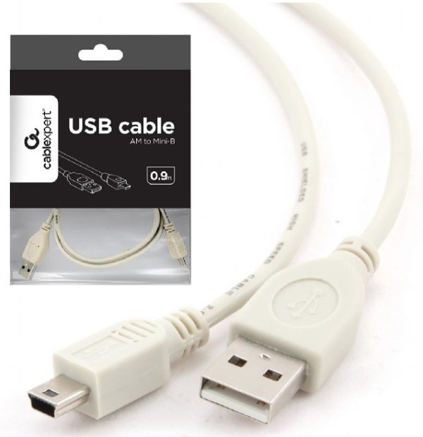CC-USB2-AM5P-3 Gembird Mini-USB kabl 0.9m White