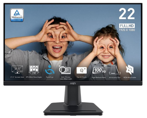 Monitor 22inc MSI PRO MP225 Flat FHD IPS 100Hz 1 ms HDMI/VGA