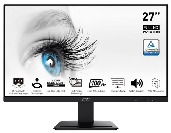 Monitor 27inc MSI PRO MP273A Flat FHD IPS 100Hz HDMI/DP/VGA