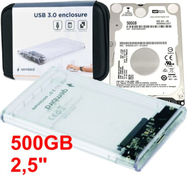 HDD 2.5 * 500GB SET USB 3.0 SATA eksterno kuciste + 500GB WD5000LUCT SEAGATE EE2-U3S9-6 (1899)