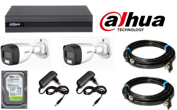 Dahua SET-17 * 2 kamere Full HD + Audio + DUAL LIGHT 2mpix, kabl 2x15m, napajanje 2x12V 1Ah, 1TB