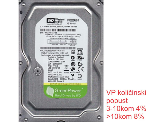 HDD 3.5 ** 500GB WD5000AVDS WD AV-GP 7200RPM 32MB SATA