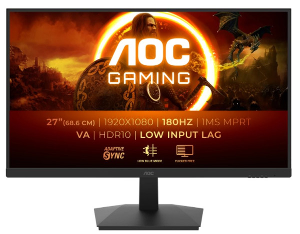 Monitor 27inc AOC 27G15N2 /VA/1920x1080/180Hz/1ms MPRT/HDMIx2,DP/VESA/crna