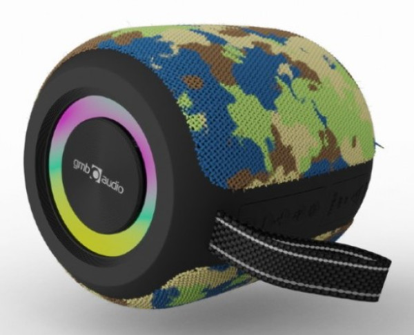 SPK-BT-LED-05-CM Gembird Portable Bluetooth RGB LED TWS speaker, 8W, BT, FM, USB, Handsfree, CAMO